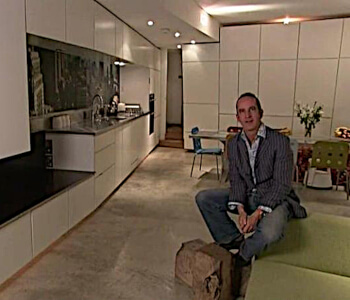 kevin mccloud and the famous sliding glass roofs on grand designs south london house with monty ravenscroft and claire loewe.